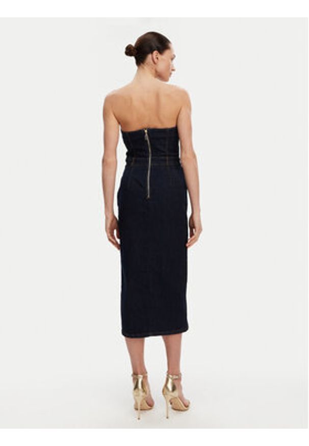 Fracomina Sukienka jeansowa FR25SD4010D46093 Granatowy Slim Fit. Kolor: niebieski. Materiał: bawełna
