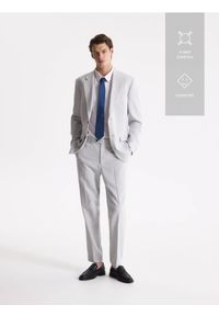 Reserved - Spodnie garniturowe z kantem - jasnoszary. Kolor: szary. Materiał: tkanina, elastan, len #1