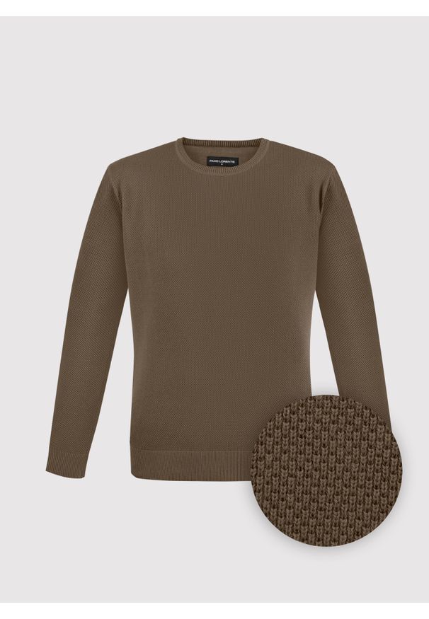 Pako Lorente - PAKO LORENTE - Brązowy sweter męski o-neck. Kolor: niebieski, brązowy. Materiał: bawełna. Sezon: jesień