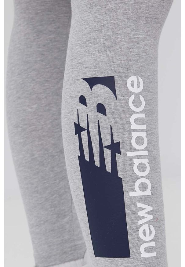 New Balance legginsy WP13802AG damskie kolor szary melanżowe. Stan: podwyższony. Kolor: szary. Materiał: bawełna, dzianina. Wzór: melanż