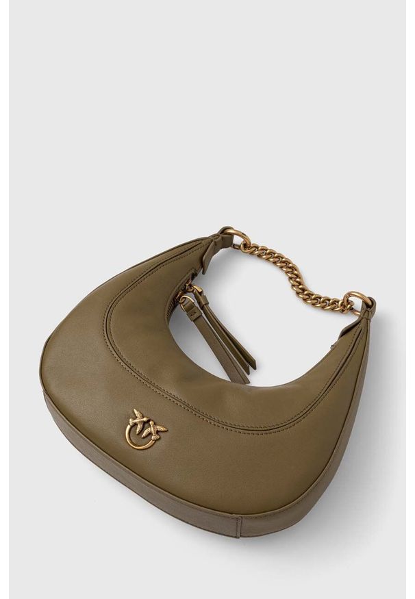 Pinko torebka skórzana kolor brązowy. Kolor: brązowy. Materiał: skórzane