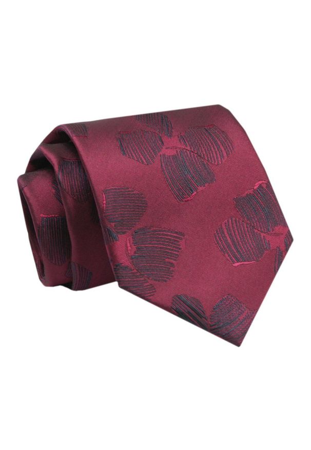 Alties - Krawat - ALTIES - Bordowy w Duże Kwiaty. Kolor: czerwony. Materiał: tkanina. Wzór: kwiaty. Styl: elegancki, wizytowy