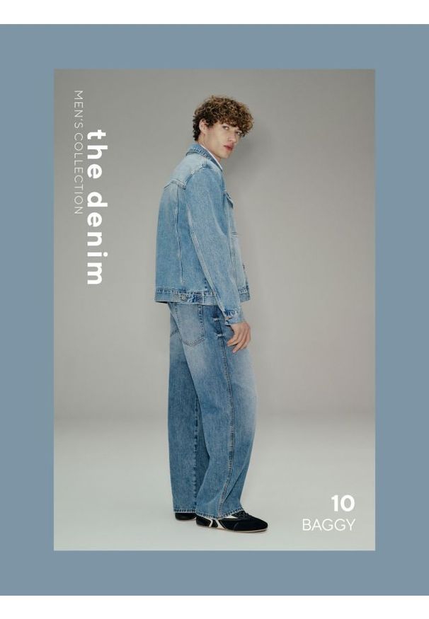 Reserved - Jeansy baggy z efektem sprania - niebieski. Kolor: niebieski