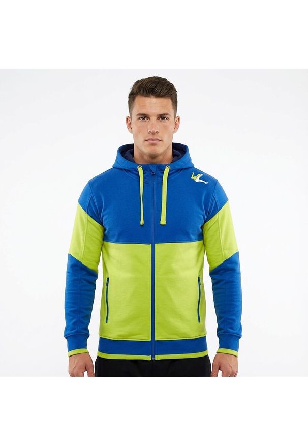 ELPLAYER - Bluza z kapturem slim z bawełny Playmaker. Typ kołnierza: kaptur. Kolor: niebieski, wielokolorowy, żółty. Materiał: bawełna. Sport: fitness