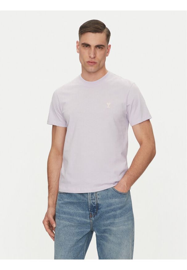 AMI PARIS - AMI Paris T-Shirt HTS060.724 Fioletowy Regular Fit. Kolor: fioletowy. Materiał: bawełna