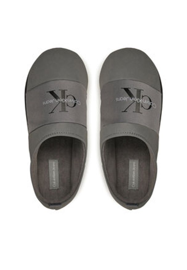 Calvin Klein Jeans Kapcie Home Slipper Mono YM0YM00840 Szary. Kolor: szary. Materiał: skóra