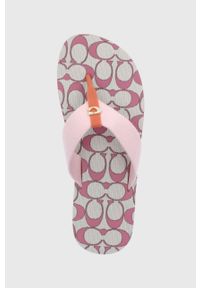 Coach Japonki damskie kolor różowy na płaskim obcasie. Kolor: różowy. Materiał: materiał. Wzór: gładki. Obcas: na obcasie. Wysokość obcasa: niski #3