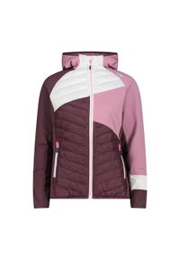 Kurtka hybrydowa damska CMP. Typ kołnierza: kaptur. Kolor: różowy, wielokolorowy, biały. Materiał: softshell. Sport: turystyka piesza #1