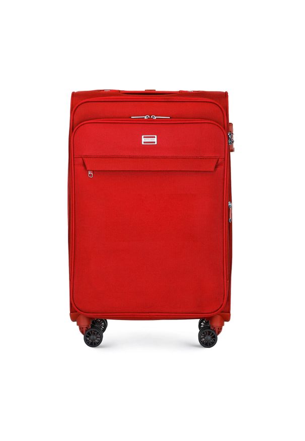 Wittchen - Średnia walizka miękka jednokolorowa czerwona. Kolor: czerwony. Materiał: poliester. Styl: elegancki
