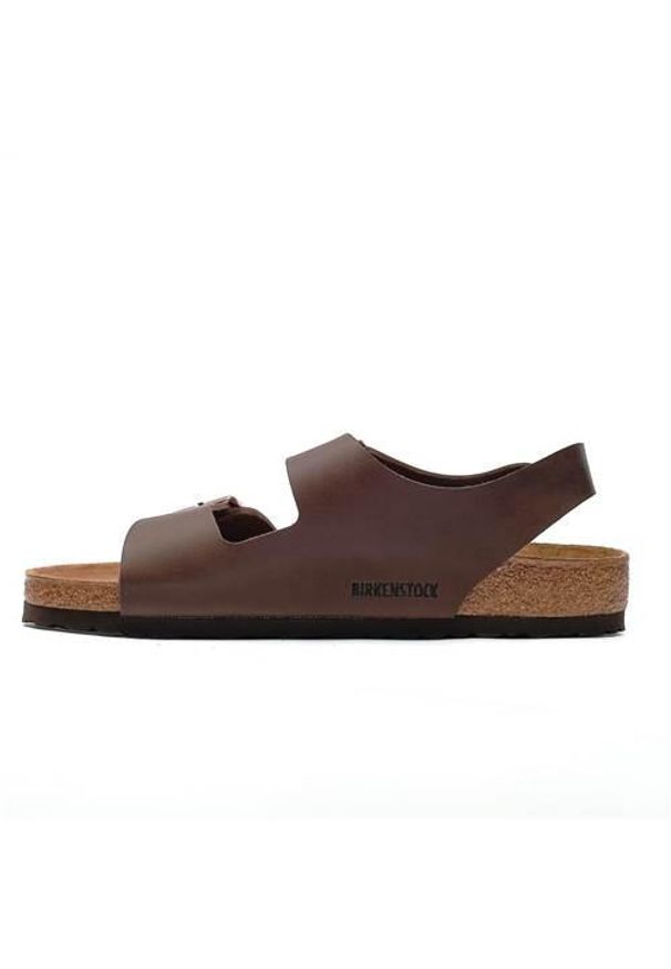 Buty do chodzenia męskie Birkenstock Milano. Zapięcie: klamry. Kolor: brązowy. Materiał: syntetyk, materiał, skóra. Szerokość cholewki: normalna. Sport: turystyka piesza