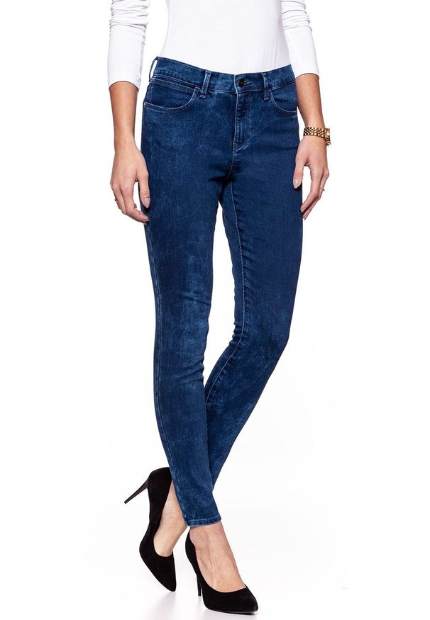 Wrangler - WRANGLER HIGH SKINNY BLUE MARBLE W27H6890M. Stan: podwyższony