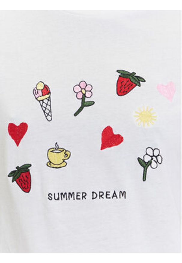 Pieces T-Shirt Funly 17160308 Biały Regular Fit. Kolor: biały. Materiał: bawełna
