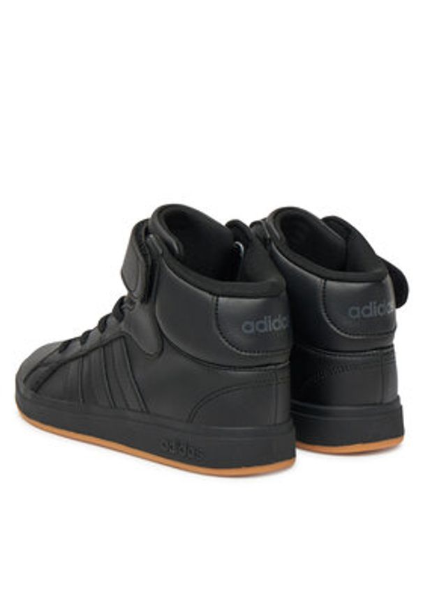 Adidas - adidas Sneakersy Grand Court Mid K JR0804 Czarny. Kolor: czarny. Materiał: skóra