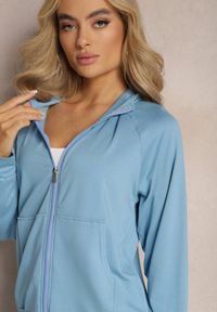 Renee - Niebieski Komplet Dresowy z Bawełny Dresowe Spodnie i Bluza z Golfem na Suwak Sufinia. Kolor: niebieski. Materiał: bawełna, dresówka. Sport: golf #3