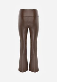 Born2be - Brązowe Spodnie Dzwony z Gumką w Pasie z Ekoskóry Arkani. Okazja: na co dzień, na spotkanie biznesowe, do pracy. Kolor: brązowy. Materiał: skóra. Styl: casual, biznesowy, elegancki, klasyczny #8
