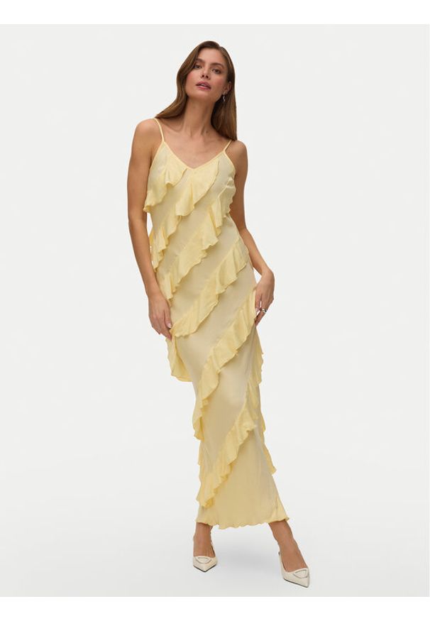 Vero Moda Sukienka wieczorowa Celyn 10348500 Żółty Regular Fit. Kolor: żółty. Materiał: syntetyk. Styl: wizytowy