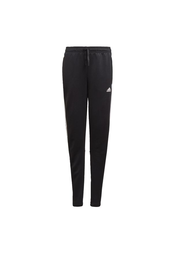 Spodnie dresowe dziecięce Adidas Designed To Move 3-Stripes Pants z kieszeniami. Kolor: czarny, biały, wielokolorowy. Materiał: dresówka. Sport: joga i pilates