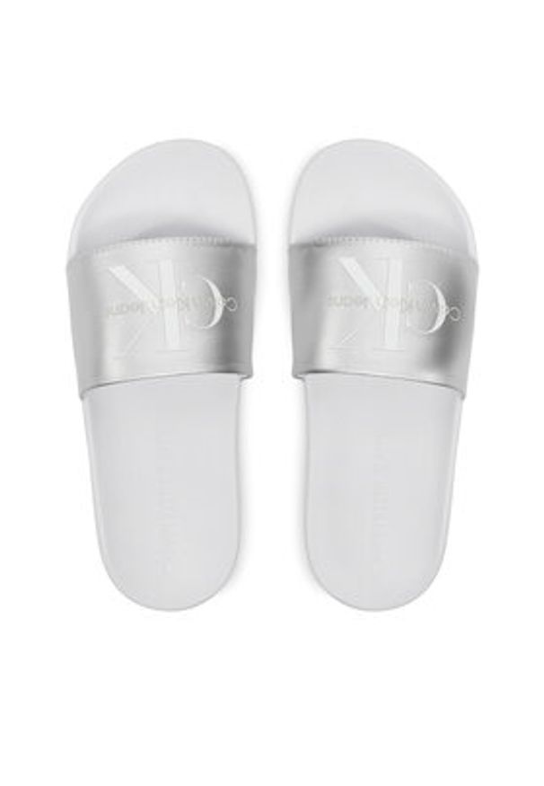 Calvin Klein Jeans Klapki Slide Ny Pearl YW0YW01243 Srebrny. Kolor: srebrny. Materiał: syntetyk