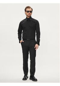 Karl Lagerfeld - KARL LAGERFELD Koszula 605008 Czarny Slim Fit. Typ kołnierza: dekolt w karo. Kolor: czarny. Materiał: bawełna