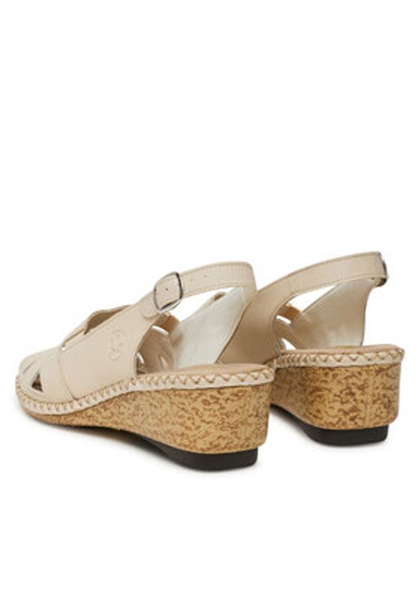 Rieker Sandały 66189-60 Beżowy. Kolor: beżowy. Materiał: syntetyk, skóra