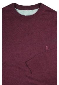 Threemen - Bawełniany Sweter z Okrągłym Dekoltem - Bordowy. Okazja: na co dzień. Typ kołnierza: polo. Kolor: czerwony. Materiał: bawełna, akryl. Styl: casual, elegancki