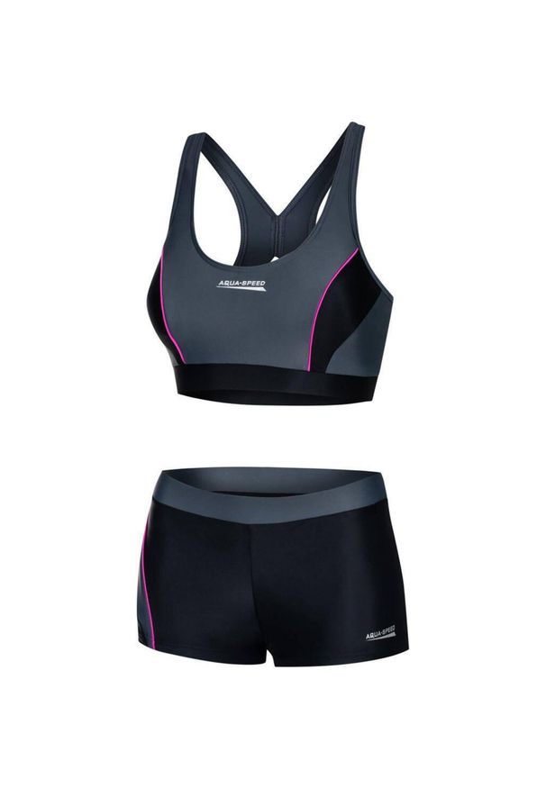 Aqua Speed - Dwuczęściowy strój pływacki damski FIONA. Kolor: różowy, wielokolorowy, czarny, szary