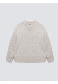 Big-Star - Sweter damski v-neck z dodatkiem wełny beżowy Violina 801. Kolor: beżowy. Materiał: wełna. Styl: elegancki