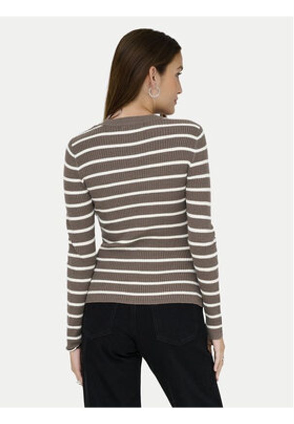 only - ONLY Sweter Louisa 15344579 Brązowy Slim Fit. Kolor: brązowy. Materiał: wiskoza