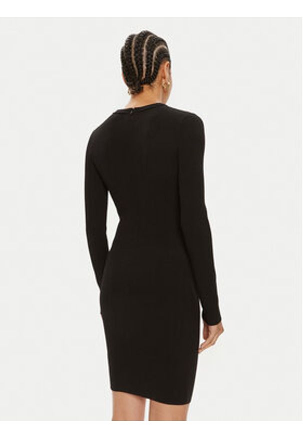MICHAEL Michael Kors Sukienka dzianinowa Ribbed Stretch Knit Lace-Up MT482FQ5ZV Czarny Slim Fit. Kolor: czarny. Materiał: syntetyk