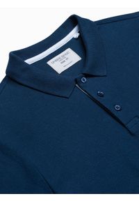 Ombre Clothing - Koszulka męska polo bawełniana - granatowa V4 S1382 - L. Typ kołnierza: polo. Kolor: niebieski. Materiał: bawełna. Wzór: nadruk. Styl: klasyczny #3