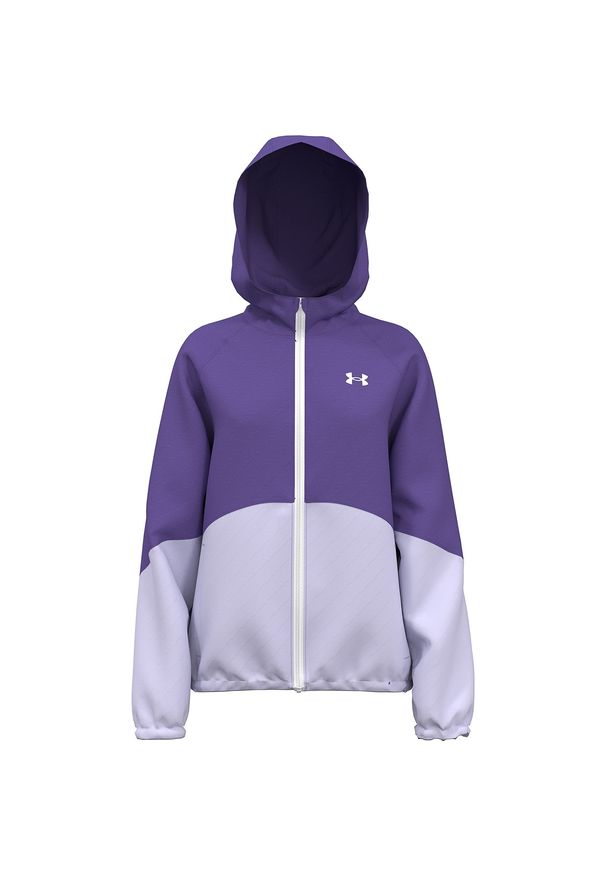 Kurtka przejściowa dziewczęca Under Armour UA Sport Windbreaker Jkt - fioletowa. Kolor: fioletowy. Materiał: materiał, tkanina, poliester. Styl: sportowy