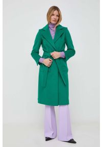 MAX&Co. płaszcz wełniany kolor zielony przejściowy niezapinany. Okazja: na co dzień. Kolor: zielony. Materiał: wełna. Styl: casual, klasyczny #4