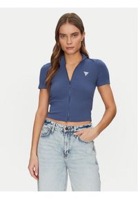 Guess Bluzka V5GP25 KCRS2 Niebieski Slim Fit. Kolor: niebieski. Materiał: wiskoza #1