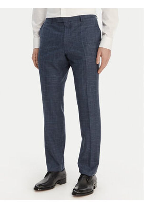 BOSS Garnitur H-Huge 50561829 Granatowy Slim Fit. Kolor: niebieski. Materiał: wełna