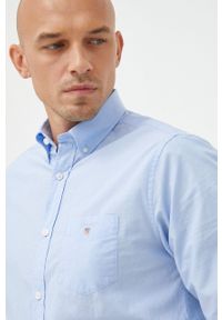 GANT - Gant Koszula bawełniana 3046400 męska regular z kołnierzykiem button-down. Typ kołnierza: button down. Kolor: niebieski. Materiał: bawełna #4