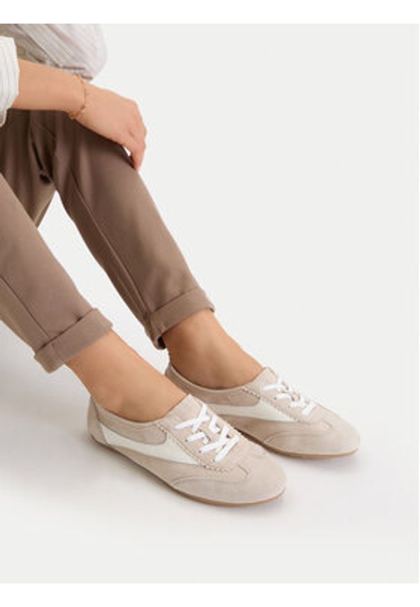 Gino Rossi - GINO ROSSI Sneakersy EO-V2313-05 Beżowy. Kolor: beżowy. Materiał: zamsz, skóra