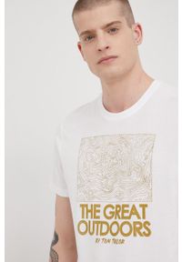 Tom Tailor t-shirt bawełniany kolor biały z nadrukiem. Kolor: biały. Materiał: bawełna. Wzór: nadruk