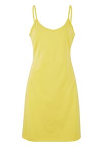 Letnia sukienka z dżerseju na cienkich, regulowanych ramiączkach bonprix żółty ananasowy. Kolor: żółty. Materiał: jersey. Długość rękawa: na ramiączkach. Sezon: lato #1