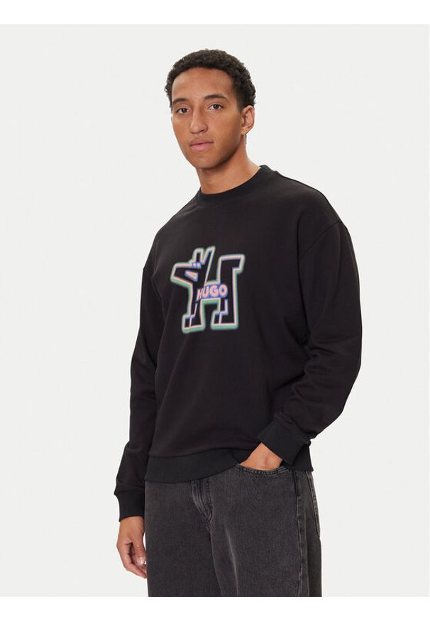 Hugo - HUGO Bluza Newirex 50549213 Czarny Regular Fit. Kolor: czarny. Materiał: bawełna