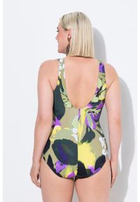 ULLA POPKEN - Damski Strój kąpielowy kwiaty miękkie miseczki dekolt w serek z recyklingu. Kolekcja: plus size. Kolor: zielony. Materiał: poliester, elastan, poliamid, materiał. Wzór: kwiaty