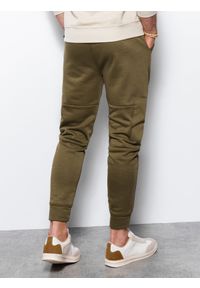 Ombre Clothing - Spodnie męskie dresowe - oliwkowe V1 P1087 - XL. Kolor: oliwkowy. Materiał: dresówka #3