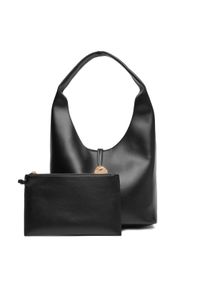 Calvin Klein Jeans Torebka Stone Lock Slouchy Small Shoulde LV04K3176G Czarny. Kolor: czarny. Materiał: skórzane