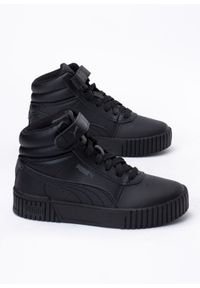 Sneakersy dziecięce czarne Puma Carina 2.0 MID PS. Zapięcie: pasek. Kolor: czarny. Materiał: materiał, skóra, guma. Szerokość cholewki: normalna. Sezon: lato #1