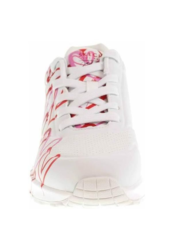 skechers - Buty do chodzenia damskie Skechers Uno Spread The Love. Zapięcie: sznurówki. Kolor: biały, wielokolorowy, różowy. Materiał: materiał, syntetyk, tkanina. Szerokość cholewki: normalna. Sport: turystyka piesza