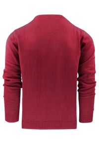 Bawełniany Sweter Męski, Okrągły Dekolt - Pako Jeans - Czerwony. Kolor: czerwony. Materiał: bawełna. Styl: klasyczny, elegancki