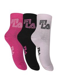 Fila - Junior Girl Quarter Plain Socks 3 Pairs Pack. Kolor: różowy