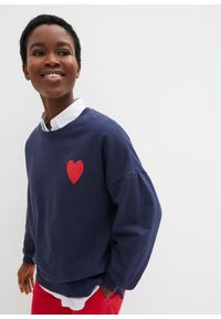 bonprix - Bluza oversize z bawełny organicznej. Kolor: niebieski. Materiał: bawełna #1
