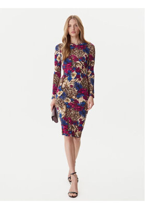 Just Cavalli Sukienka codzienna 79PAO952 JS531 Kolorowy Slim Fit. Okazja: na co dzień. Materiał: wiskoza. Wzór: kolorowy. Typ sukienki: proste. Styl: casual