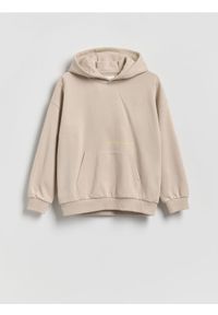 Reserved - Bawełniana bluza oversize - kremowy. Kolor: kremowy. Materiał: bawełna