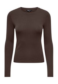 only - ONLY Bluzka Riley 15323159 Brązowy Slim Fit. Kolor: brązowy. Materiał: bawełna #7